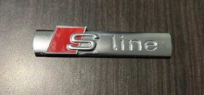 AUDI S LINE EMBLEM BADGE FENDER LOGO  A3 A4 A6 A7 RS7 S3 S4 S6 S7 SQ5 TT Chrome - Image 1 of 4