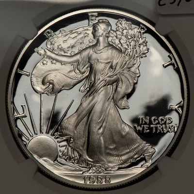 1988-S 1 oz Silver American Eagle - PQ Perfect - NGC PF 70 Ultra Cameo - E3464 - Image 1 of 4