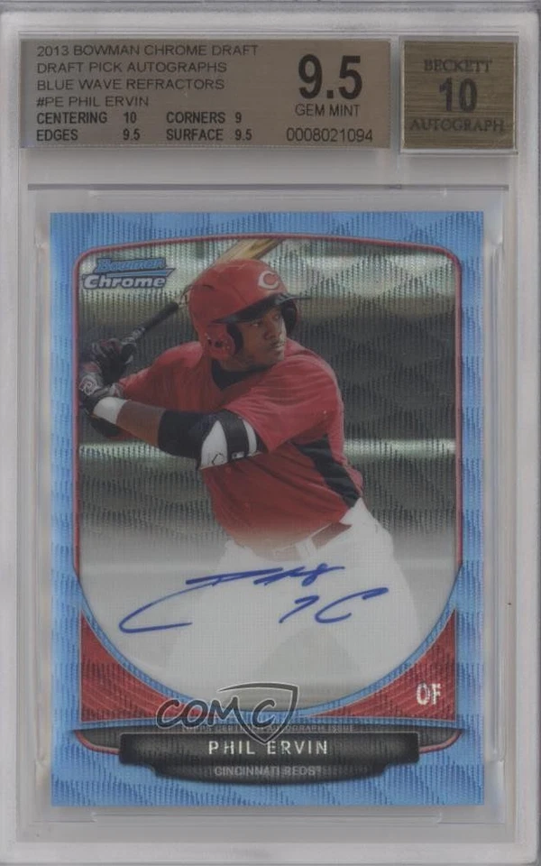 2013 Bowman Draft Blue Wave Refractor /50 Phil Ervin BGS 9.5 GEM MINT Auto - Image 1 of 2