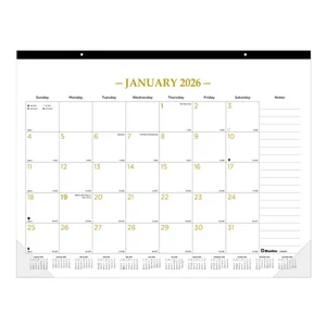 2026 Blueline Classic Gold Schreibtischunterlage Kalender, 22" x 17", Gold/Weiß, Jan-Dez - Bild 1 von 6