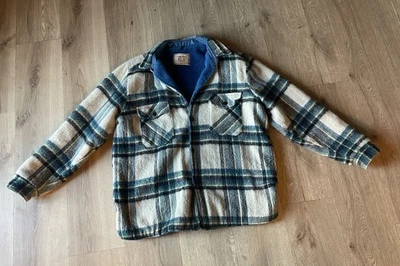 Bonds Fifth Avenue Thick Wool Plaid Blue Buttoned Jacket Size Measured In Pics - Image 1 of 4