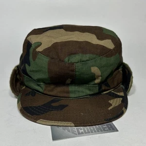 Vtg Army Surplus G.I. Type Camo Cold Weather Combat Flap Cap BDU RipStop 7 1/2 - Picture 1 of 10