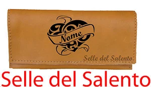 Portatabacco inciso cuore con il tuo nome Borsello vera pelle laser stok lotto - Picture 1 of 1