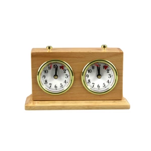 Natural Turnier Analog Wood Chess Clock With Stand - Picture 1 of 3