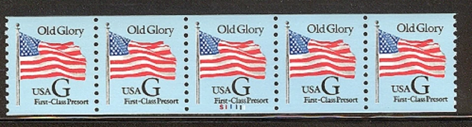 USA PNC SC# 2888 "G" OLD GLORY 25c PRESORT-PL#S11111-FINGERPRINTS ON BACK $ DROP - Image 1 of 1