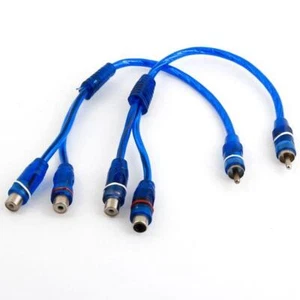 2pk RCA Speaker Splitter 11" Cable Adapter Male to Double Female FAST SHIP! A75 - Picture 1 of 1