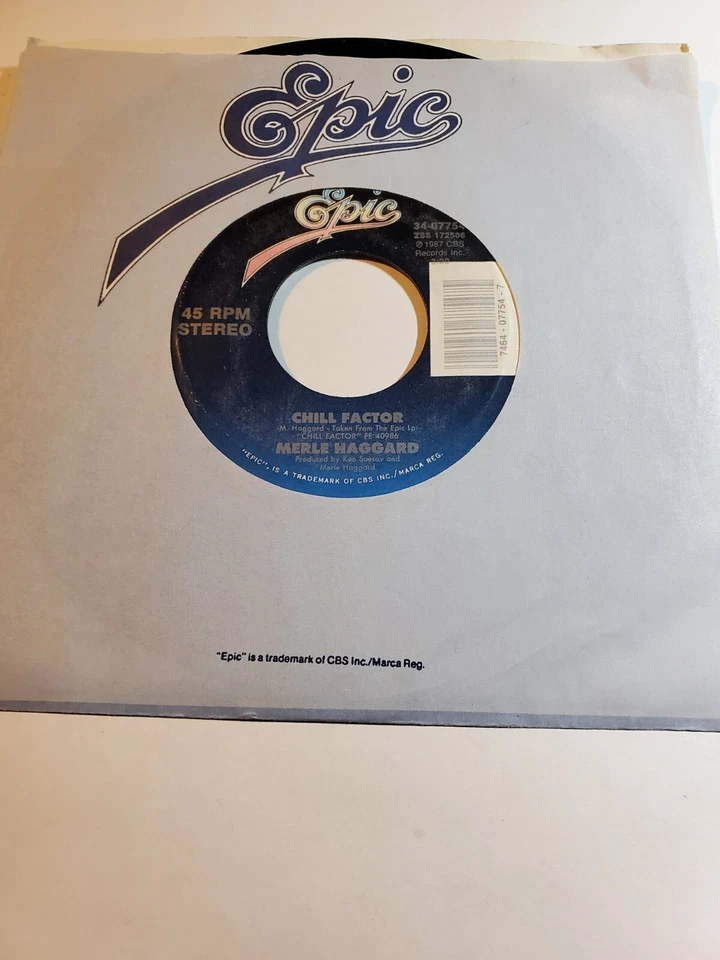 MERLE HAGGARD - CHILL FACTOR/THANKING THE GOOD LORD- EPIC  VG+ F174 - Image 1 of 1
