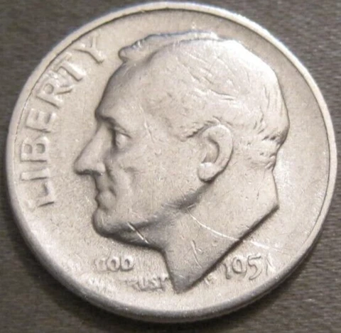 SELLING AS SHOWN - 1951 S ROOSEVELT DIME *** 90% SILVER *** 168 Cover