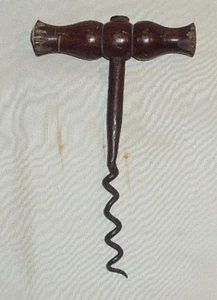 VINTAGE ENGLISH WOOD AND IRON ZIGZAG CORKSCREW WINE BEER BOTTLE OPENER RARE # - Picture 1 of 5
