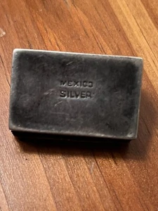 EARLY Vintage MEXICO SILVER sterling & Turquoise HINGED pill OR trinket BOX - Picture 1 of 5