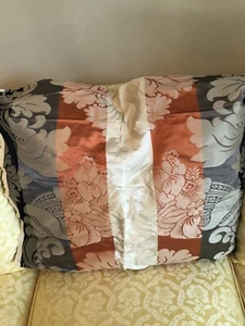 SAHCO HESSLEIN BYZANZ Damask Floral Fabric Sample 27x26 Floral Orange Cream Grey - Bild 1 von 12