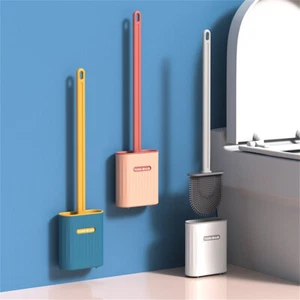 Toilet Brush Soft Bathroom Bristles Creative Cleaning Set With Holder - Picture 1 of 17