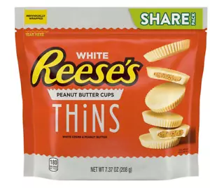 REESE'S White Chocolate Peanut Butter Cups Thins 7.37 oz Share Size Bag 8/2025 - Picture 1 of 5