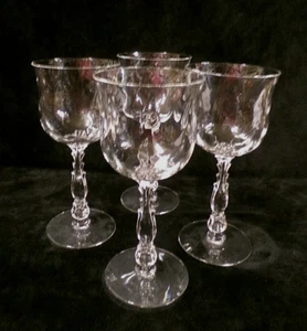 4 PC SET of VINTAGE FOSTORIA CELLINI LOOP OPTIC CRYSTAL WINE/WATER GOBLETS #6024 - Picture 1 of 6