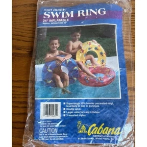 Vintage Cabana Sun Seeker Swim Ring 24" Inflatable Swim Ring Yellow Bear Boombox - Picture 1 of 2
