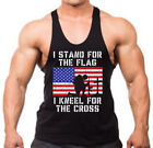 Men's I Stand For The Flag Kneel For The Cross Stringer Tank Top T-Shirt Army US