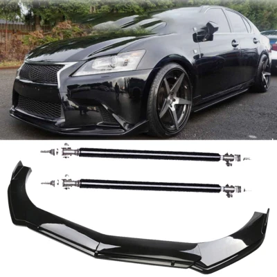 Front Bumper Lip Splitter Spoiler +Strut Rods Bar Rods For Lexus GS F GS350 GS - Imagem 1 de 4