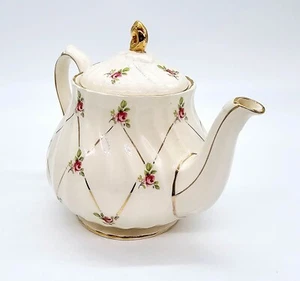 Tetera Sadler #2790 Rosas Rosas Cuerpo Remolino Rosebud Años 40 De Colección Tamaño Completo 4 Tazas - Imagen 1 de 22