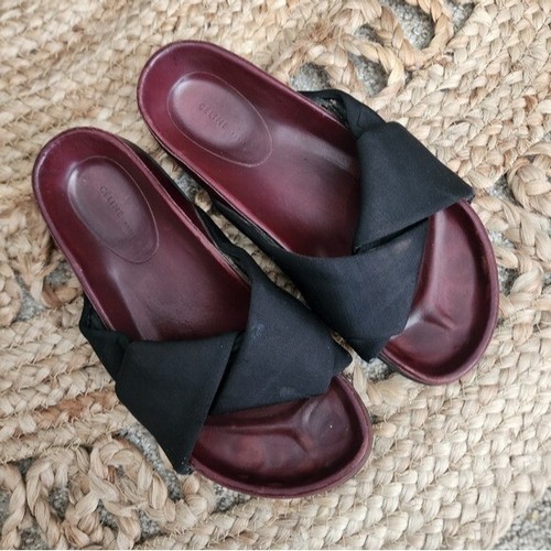 Sandali Celine Twist Knot In pelle Nera Slide Designer Moderni Boho 37