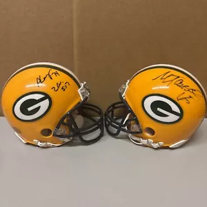 PACKER IOWA HAWKEYES AARON KAMPMAN & Mark Tauscher SIGNED INSCRIBED MINI HELMETS - Picture 1 of 4