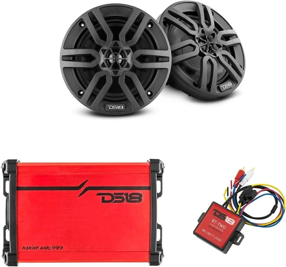 DS18 2x 6.5" Marine Speakers with Amplifier & Audio Receiver - Marine Package - Image 1 of 4