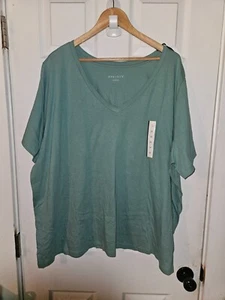 NWT 3 Ava & Viv Women's 3X V-Neck Short Sleeve T-Shirts 1 Green 1 White 1 Black - Picture 1 of 9