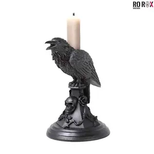 Poe's Raven Candle Stick Alchemy England Holder Edgar Allen Poe Skull Rose Goth - Picture 1 of 4