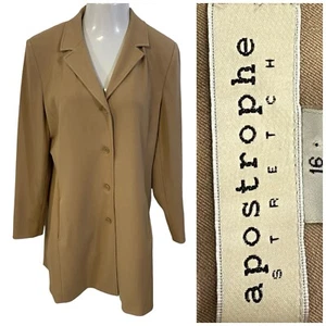 Apostrophe Blazer Damen 16 Longline hellbraun Arbeit Büro Jacke Capsule minimalistisch - Bild 1 von 12