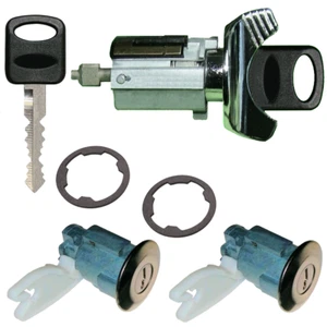 Ford Ignition Key Switch Lock Cylinder & Two Door CHROME Tumbler Set 2 Keys - Foto 1 di 3