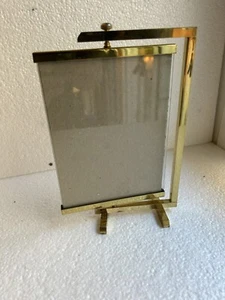 CORNICE DA TAVOLO ANNI 50 PAUL LOBEL OTTONE VETRO RUOTABILE BRASS GLASS FRAME - Picture 1 of 7