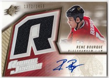 2005-06 Upper Deck SPx Rookie Jersey Auto RENE BOURQUE 155 1499 Blackhawks UD RC