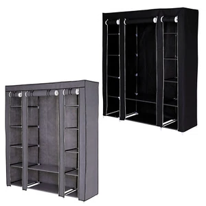 dibea faltbarer Stoff-Kleiderschrank mit Vliesbezug, 175x150x45 cm, 2 Farben - Bild 1 von 21