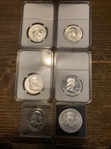 Lot Of 6 Franklin Half Dollars AU Are Better - Picture 1 of 13