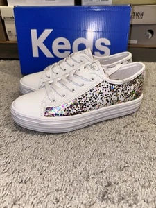 Größe 3 Big Kid - KEDS Triple Up Glitter Under Glass Plateau Sneaker - Weiß - Bild 1 von 6