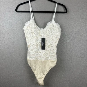 Neu mit Etikett Lulus Spitzenbody creme Stappy Spitzenüberzug romantisch Druckknopf gefüttert - Bild 1 von 15