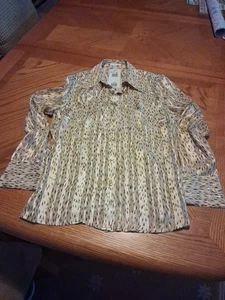 VTG Rare Escada 100% Silk Blouse Sheer Delicate Beige/Brown Metallic Stripe NWT  - Picture 1 of 5