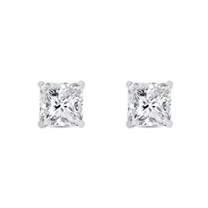 4.00 Ct Princess-Cut G/VS1 Lab Grown Diamond Stud Earring Stud 14k White Gold - Picture 1 of 4