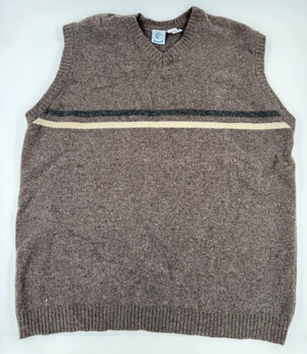 VINTAGE UTILITY Men's Lambswool Sweater Vest V-Neck Taupe Gray Slipover XL - Image 1 of 4