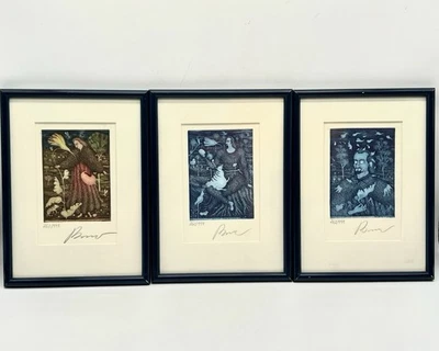 3 x Arik Brauer 1929-2021 "Herbstblätter" "Prachtblume" "Frühlingswind" signiert - Bild 1 von 4