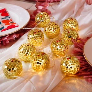 Gold Mirror Disco Outdor or Indoor Fairy String Lights-Warm Glow | Fun Decora... - Picture 1 of 3