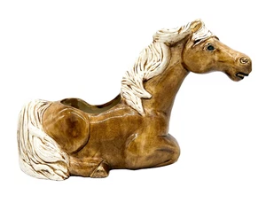 Maceta de cerámica Western Horse vintage con detalles dorados - occidental / granja - Imagen 1 de 14