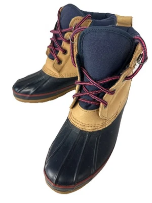 Botas de pato forradas con cordones azules tostadas Lands End Direct Merchants para mujer talla 8M Foto 1 de 4