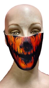Reusable Halloween Face Cover Evil Pumpkin Design Orange Face Mask - Picture 1 of 4