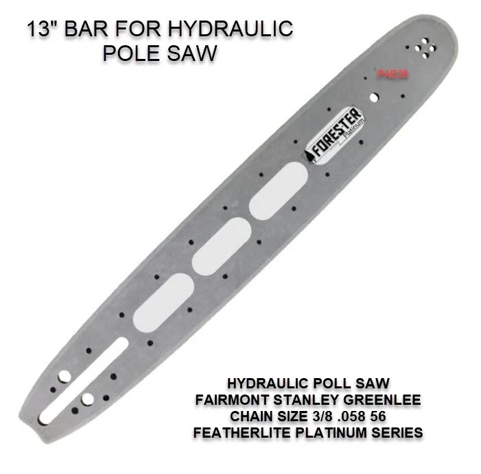 FAIRMONT GREENLEE STANLEY -13" Sierra de poste hidráulica Featherlite barra cadena combo Foto 1 de 1