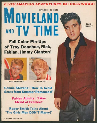 Movieland & TV Time Magazine September 1960 Elvis Presley ~Ricky Nelson ~Fabian - Image 1 of 4