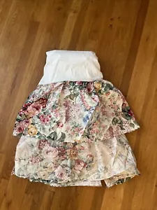 VTG RALPH LAUREN ALLISON FLORAL RUFFLED KING BEDSKIRT DUST RUFFLE USA COTTAGE - Picture 1 of 5