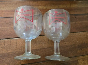 Set of 2 Vintage Budweiser Beer Glass Goblets USA - Picture 1 of 5