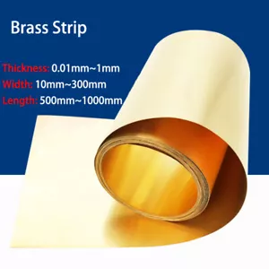 0.01~1mm Thickness Brass Metal Sheet Foil Strip 10~300mm Width 500~1000mm Length - Picture 1 of 6