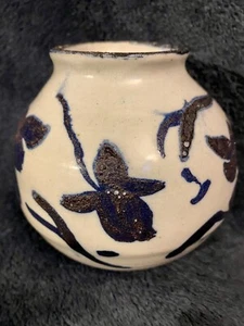 Old Korean Joseon Period Blue And White Porcelain Jar Bowl 4.2”H Signed - Picture 1 of 14