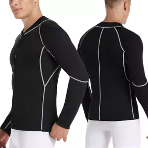 Men Neoprene Sauna Sweat Suit Shirt Tops Weight Loss Body Shaper Exercise Sports - Picture 1 of 13